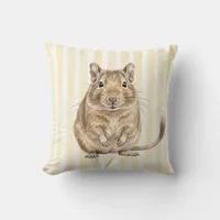 Watercolor Degu Pet Portrait Throw Pillow