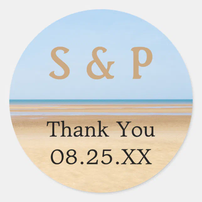 Beach Wedding Favor Thank You Personalized Sticker