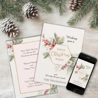 Watercolor Botanical Christmas Custom Name White Holiday Card