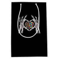 Autism Awareness Gothic Skull Hand Autism Puzzle P Medium Gift Bag