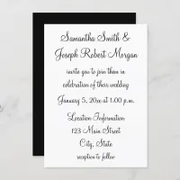 Simple Black and White Wedding Invitation