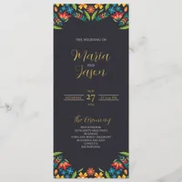 Mexican Floral Colorful Botanical Flowers Wedding Program