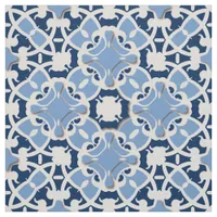 Ornate Elegant Damask Classic Blue And White Fabric