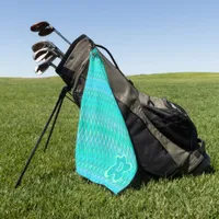 Modern zigzag pattern - turquoise monogram golf towel