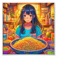 A Girl and her Ramen Anime Photo Print