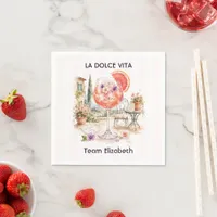 La Dolce Vita Pink Grapefruit Spritz Team Bride Napkins