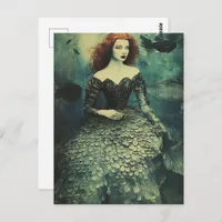 Fish Scale Dress Fashion Woman Postcard