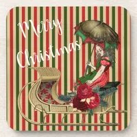 Alice Merry Christmas Beverage Coaster