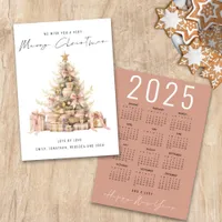 Rose Gold Tree 2026 Calendar Merry Christmas Holiday Card