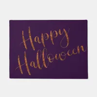 Modern Happy Halloween Orange Glitter Doormat