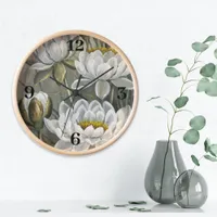Ellis Rowan White Water Lily Vintage Flowers Clock