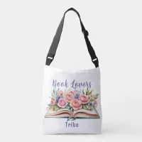 Book Lovers Tribe Pink Roses Crossbody Tote