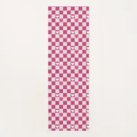 Pink Checkers & Hearts Yoga Mat