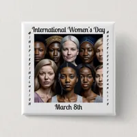 International Women's Day March 8th Button