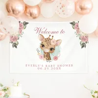 Cute Floral Giraffe Baby Shower Welcome Banner