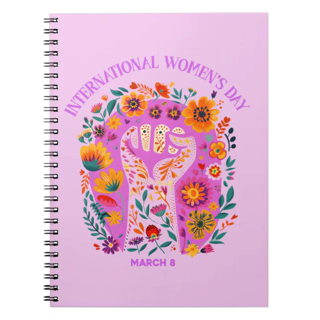 Powerful Floral Fist International Women's Day Notebook