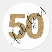 Trendy Gold Calligraphy 50 and Fabulous Classic Round Sticker