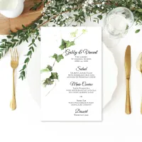 Green English Ivy Vine Watercolor Wedding Menu  Flyer