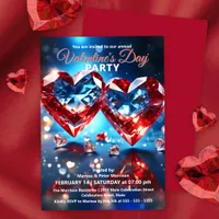 Elegant Gemstone Hearts Valentine's Day Party Invitation