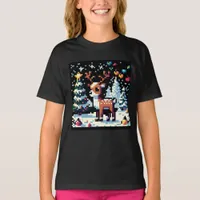 Christmas Reindeer Winter Wonderland Pixel Art T-Shirt