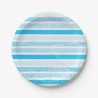 Blue Crackle Striped Paper Small Cake Paper Plates