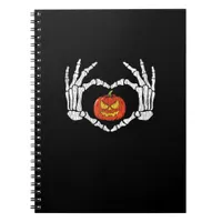 Vintage Skeleton Hands Heart Pumpkin Autumn Hallow Notebook