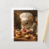 Adorable Mouse Pastry Chef Postcard