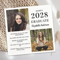 Modern Graduate Fun Facts 2 Photo Graduation Napkins