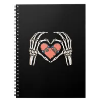 Skeleton Hand Heart Skateboard Valentines Day Funn Notebook