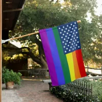 LGBT Pride American Blue & White Stars House Flag