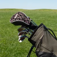 Elegant pink on black lace in vintage style,  golf head cover