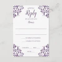 Wedding Elegant Vintage Reply Card Plum / Purple