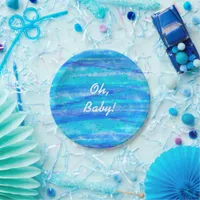 Oh Baby, Boy's Blue Baby Shower Paper Plates