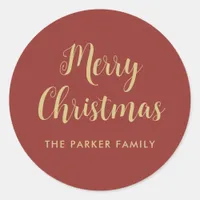 Merry Christmas Sticker | Faux Gold Casual Script 