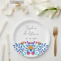 Vibrant Mexican Floral Fiesta Wedding Paper Plates