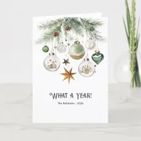 Neutral Watercolor Ornament Year in Review Holiday