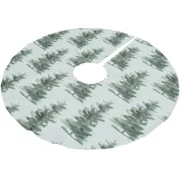 Classic Green Watercolor Pine Tree Brushed Polyester Tree Skirt