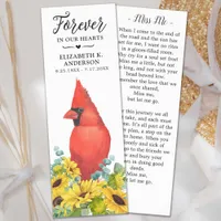 Cardinal Forever in our Hearts Funeral Prayer Card Bookmarks