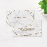 Gold Geometric White Marble Business Gift Card