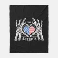 America Skull Skeleton Hand Artwork Editable Layer Fleece Blanket