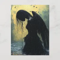 Dark Angel in Rain Fantasy Postcard