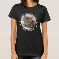 Best Cat Mom Ever Paw Prints Custom Cute Pet Photo T-Shirt