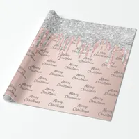 Rose gold glitter pink silver sparkle Christmas Wrapping Paper