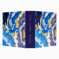 Personalized Custom Blue and Marble  3 Ring Binder