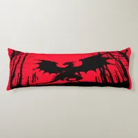 Black Silhouette Dragon on Red - Fantasy | Body Pillow