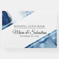 ** Elegant Modern Sea Blue Watercolor Wedding Guest Book