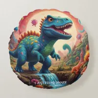 Welcome to the Magical World of Dino Delights Round Pillow