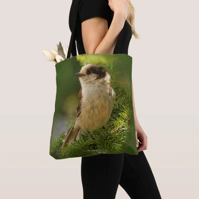 Profile of a Cute Grey Jay / Whiskeyjack Tote Bag