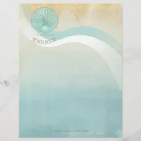 Beach House Clam Shell Aqua Blue ID623 Letterhead