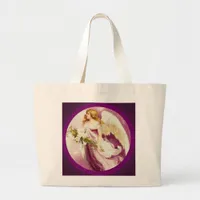 Vintage Easter Angel Textured Large Tote Bag